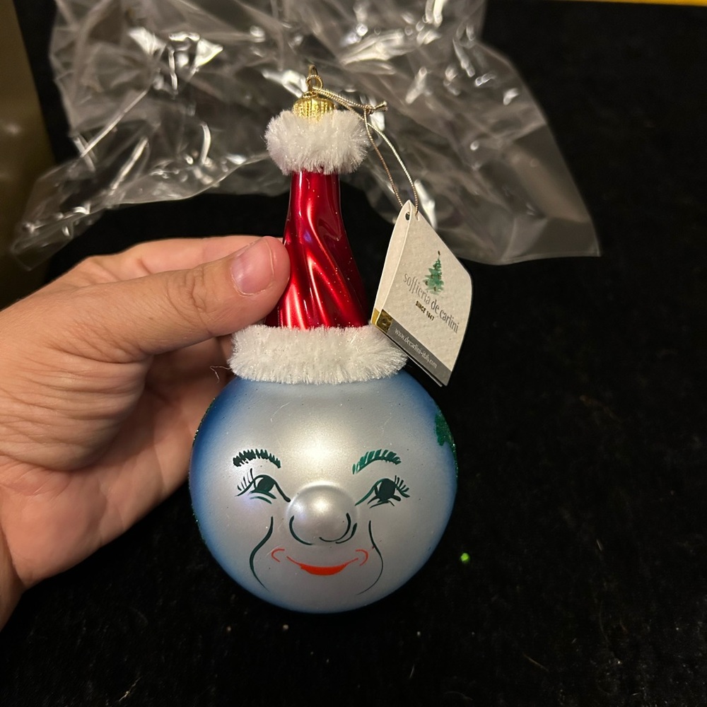 De Carlini "Golden Glow 2016" Mouth Blown & Hand Painted & Signed Glass Ornament